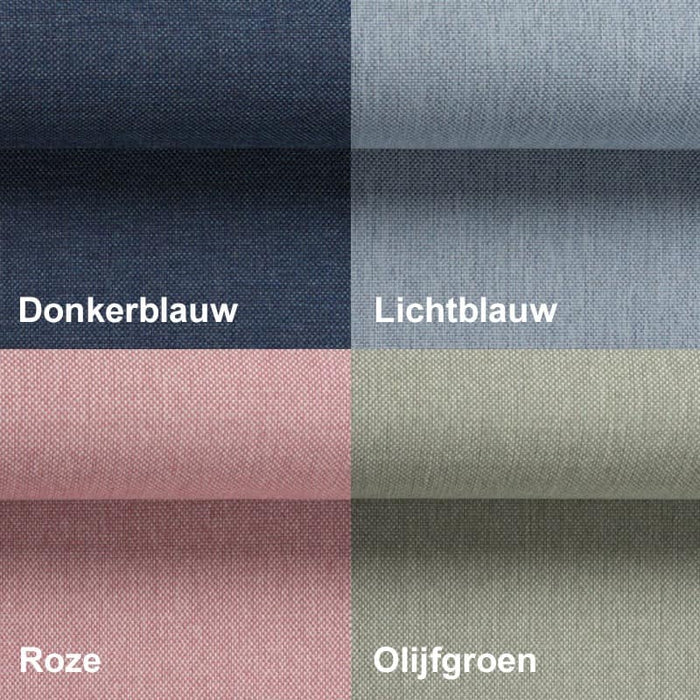 Boxspring relax extra hoge instap Donkerblauw Lichtblauw Roze Groen.