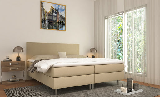 Boxspring Miracle Lengte maat 220 cm Beige- BoxspringPlace. Boxspring 140x220. Boxspring 160x220. Boxspring 180x220. Grote Boxspring. Lange Boxspring. Boxspring. Boxsprings. Boxspring aanbieding.